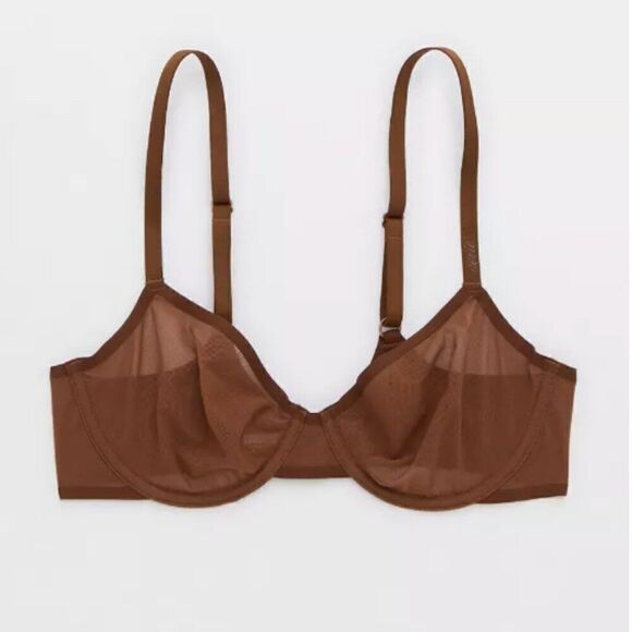 SMOOTHEZ by Aerie Mesh Unlined Bra Balconette Brown NWT - Picture 1 of 9